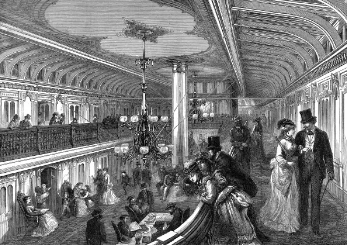 Framed Print : Grand Saloon of an American Steam-boat, 1875 Framed Print : Grand Saloon of an American Steam-boat, 1875