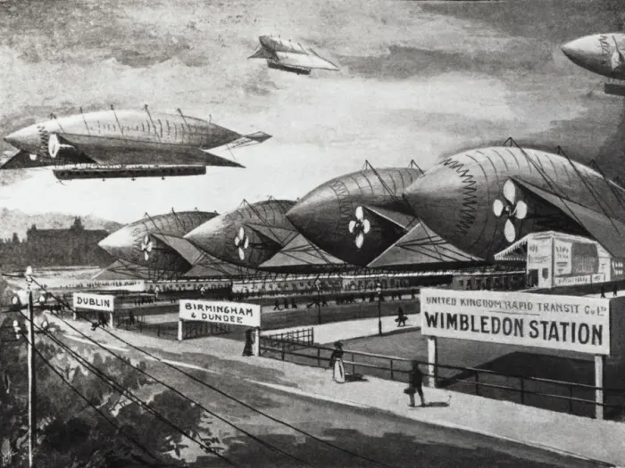 Framed Print : The Grand Terminus Future-Concept with Airships and a S? Framed Print : The Grand Terminus Future-Concept with Airships and a S?