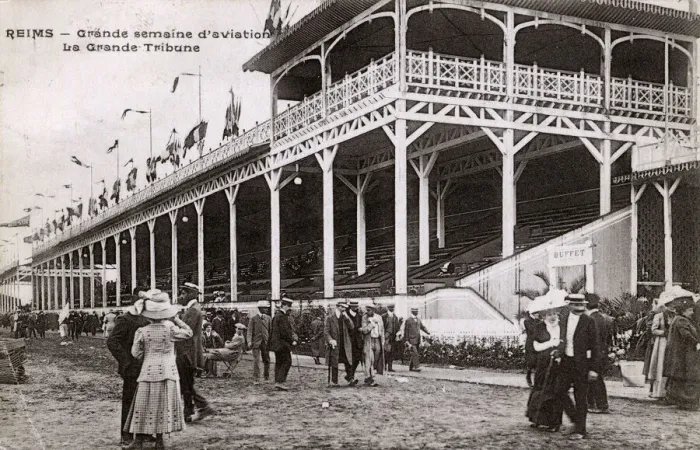 Framed Print : Grandstand at Great Aviation Week, Reims, France Framed Print : Grandstand at Great Aviation Week, Reims, France