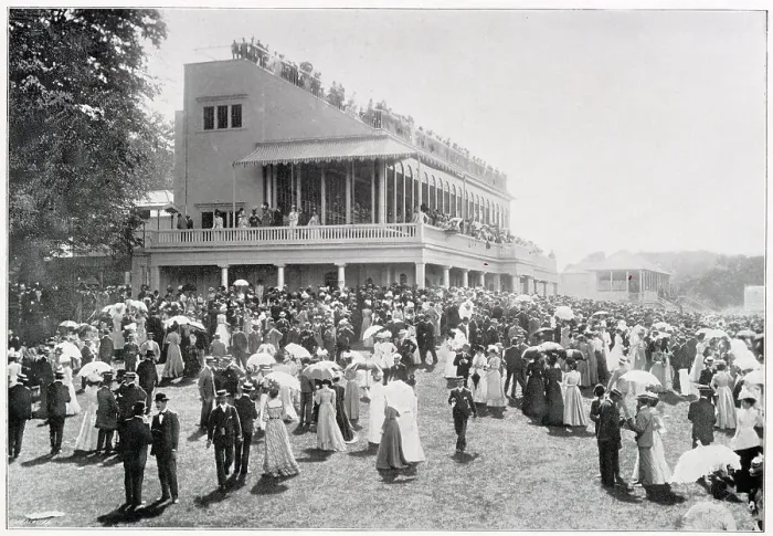 Framed Print : The Grandstand and the royal balcony. Date: 1899 Framed Print : The Grandstand and the royal balcony. Date: 1899