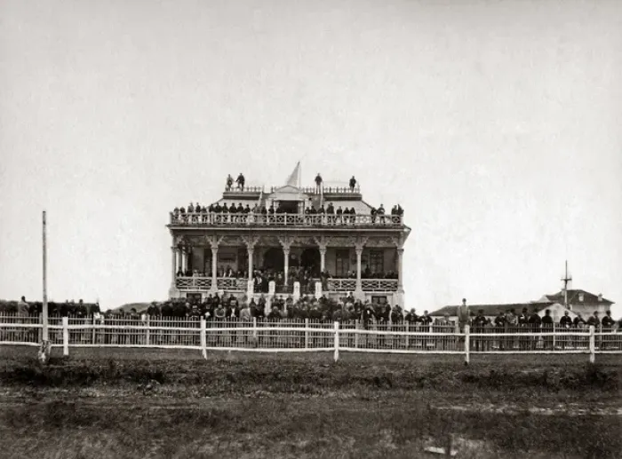 Framed Print : Grandstand, Shanghai racecourse, China, circa 1880 Framed Print : Grandstand, Shanghai racecourse, China, circa 1880