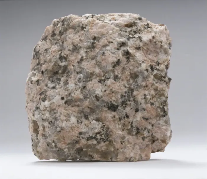 Framed Print : Granite. The different minerals in granite are shown by the various colours - white Framed Print : Granite. The different minerals in granite are shown by the various colours - white