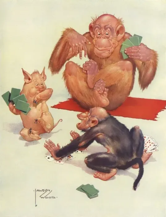 Framed Print : Granpop Does a Bit of Animal Grab by Lawson Wood Framed Print : Granpop Does a Bit of Animal Grab by Lawson Wood