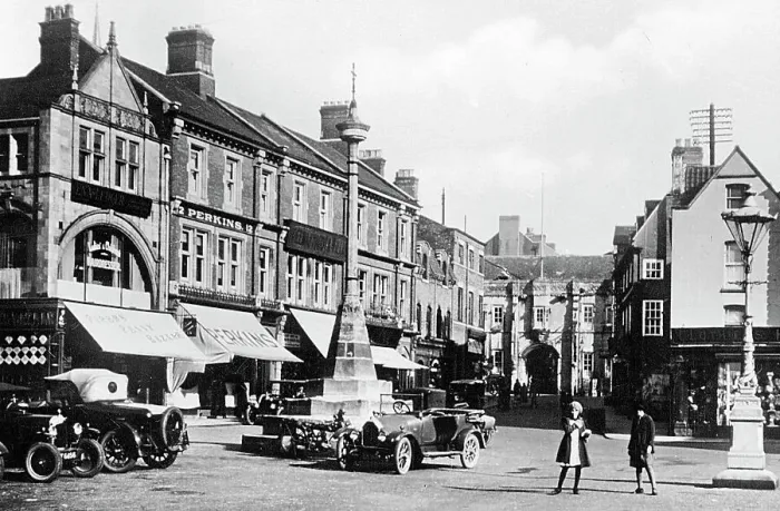 Framed Print : Grantham Market Place probably 1920s Framed Print : Grantham Market Place probably 1920s