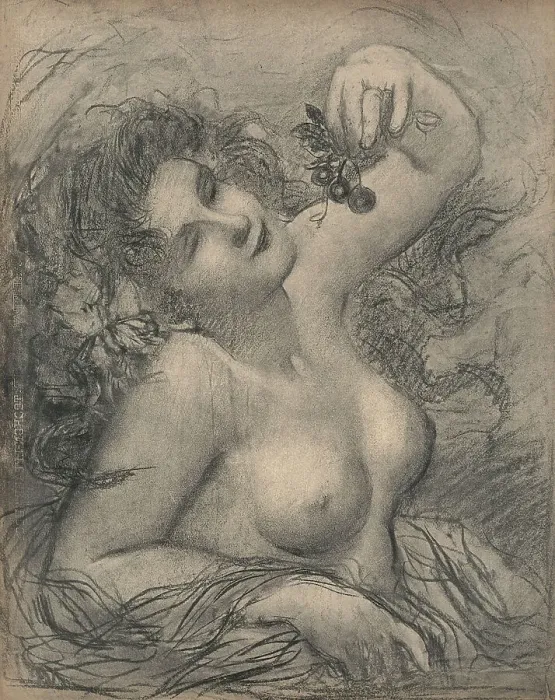 Framed Print : Grapes. A portrait sketch of a young lady dangling a small bunch of grapes above her mouth Framed Print : Grapes. A portrait sketch of a young lady dangling a small bunch of grapes above her mouth