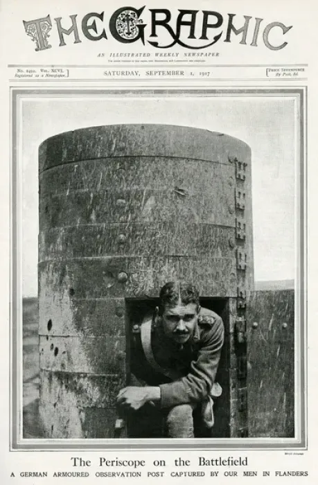 Framed Print : Graphic cover - periscope on the battlefield, WW1 Framed Print : Graphic cover - periscope on the battlefield, WW1