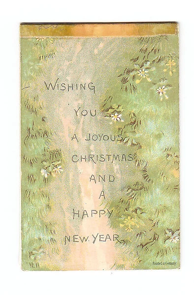 Grass and flowers on a Christmas and New Year card