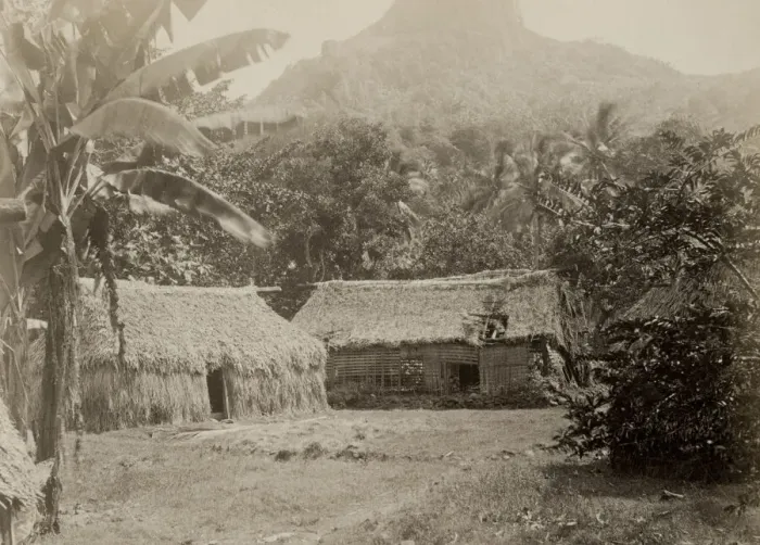 Framed Print : Grass houses, at Waitova, near Levuku, Fiji Framed Print : Grass houses, at Waitova, near Levuku, Fiji