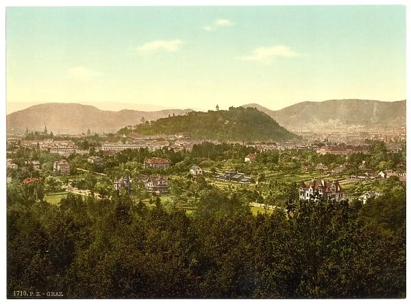 Graz, general view from the Lechwalde, Styria, Austro-Hungar