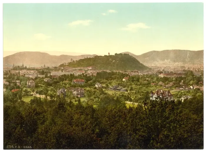 Framed Print : Graz, general view from the Lechwalde, Styria, Austro-Hungar Framed Print : Graz, general view from the Lechwalde, Styria, Austro-Hungar