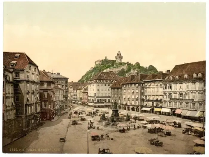 Framed Print : Graz, market place, Styria, Austro-Hungary Framed Print : Graz, market place, Styria, Austro-Hungary