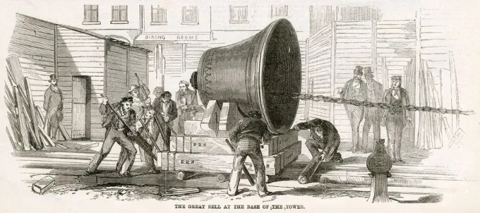 Framed Print : The Great bell at the base of the tower 1858 Framed Print : The Great bell at the base of the tower 1858