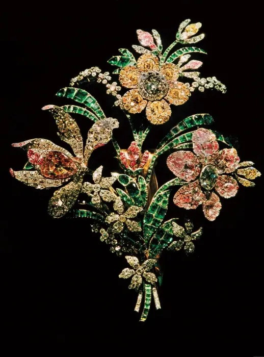 Framed Print : The Great Bouquet, jewel made with diamonds and emeralds set Framed Print : The Great Bouquet, jewel made with diamonds and emeralds set