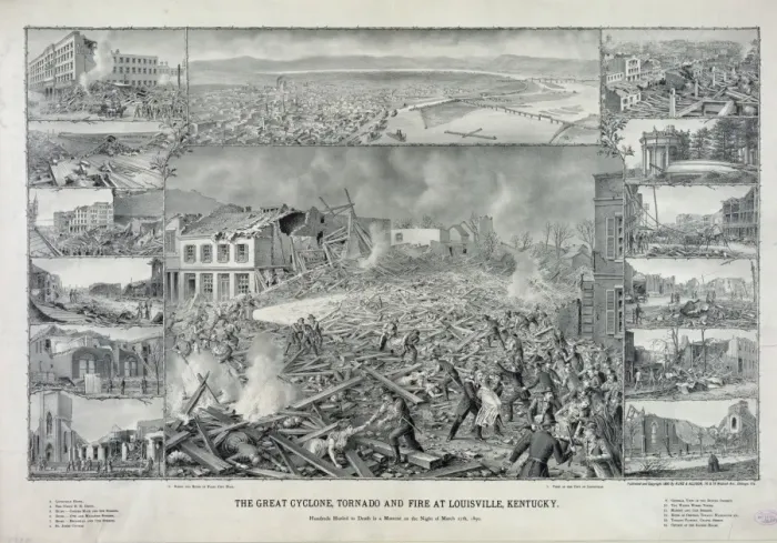 Framed Print : The great cyclone, tornado and fire at Louisville, Kentucky Framed Print : The great cyclone, tornado and fire at Louisville, Kentucky