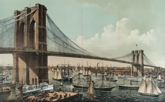 Framed Print : The great East River suspension bridge. Connecting the citie Framed Print : The great East River suspension bridge. Connecting the citie