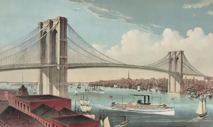 Framed Print : The great East River suspension bridge: connecting the citie Framed Print : The great East River suspension bridge: connecting the citie