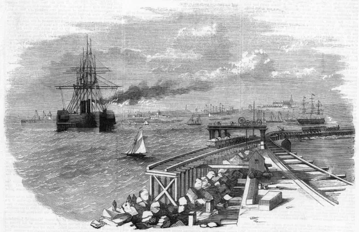 Framed Print : Great Eastern entering Holyhead harbour, 1859 Framed Print : Great Eastern entering Holyhead harbour, 1859