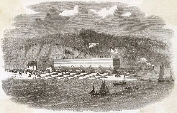 Great Eastern Pontoon at Milford Haven, 1857