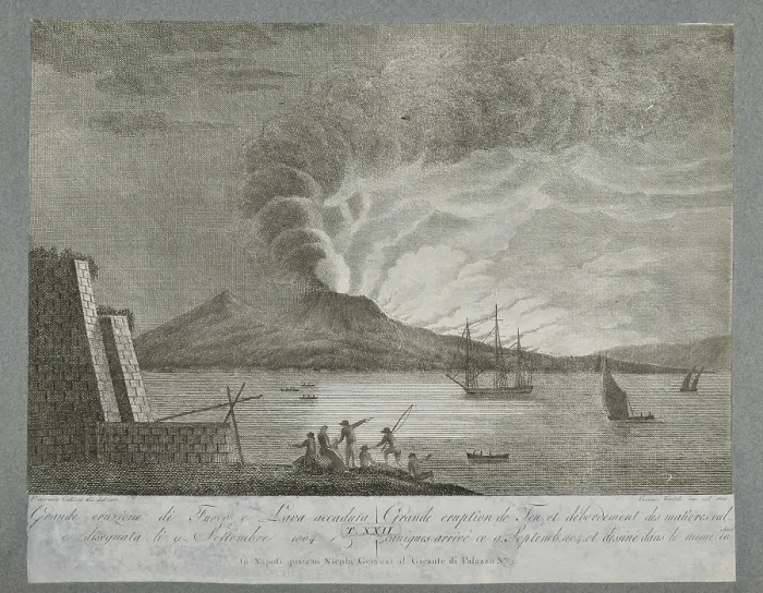 Framed Print : Great eruption of fire and lava, drawn on 9 September 1804 Framed Print : Great eruption of fire and lava, drawn on 9 September 1804