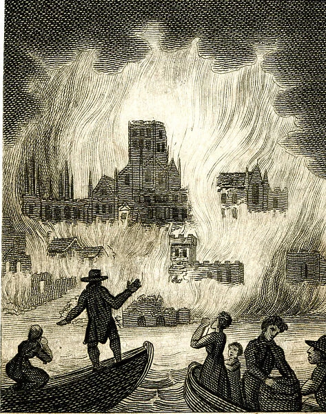 The Great Fire of London - 18th century engraving