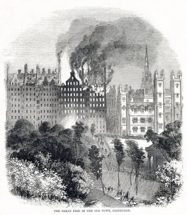 Framed Print : Great fire in the old town, Edinburgh 1824 Framed Print : Great fire in the old town, Edinburgh 1824
