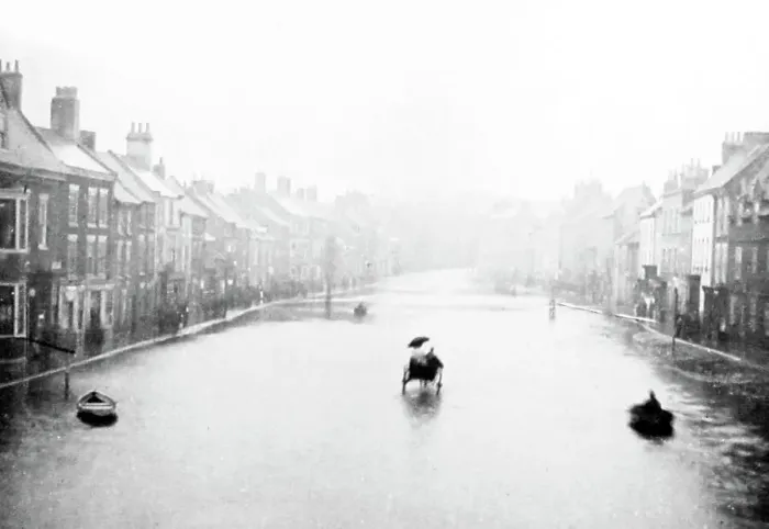Framed Print : The Great Flood in Yarm on Tees in 1881 Framed Print : The Great Flood in Yarm on Tees in 1881