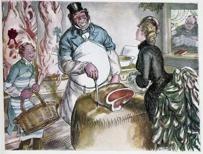 Framed Print : Great-grandmama chooses the Christmas Sirloin,s Spurrier Framed Print : Great-grandmama chooses the Christmas Sirloin,s Spurrier