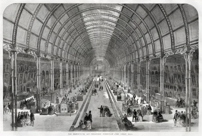 Framed Print : The Great Hall at the Manchester Art Treasures Exhibition in 1857. Date: 1857 Framed Print : The Great Hall at the Manchester Art Treasures Exhibition in 1857. Date: 1857