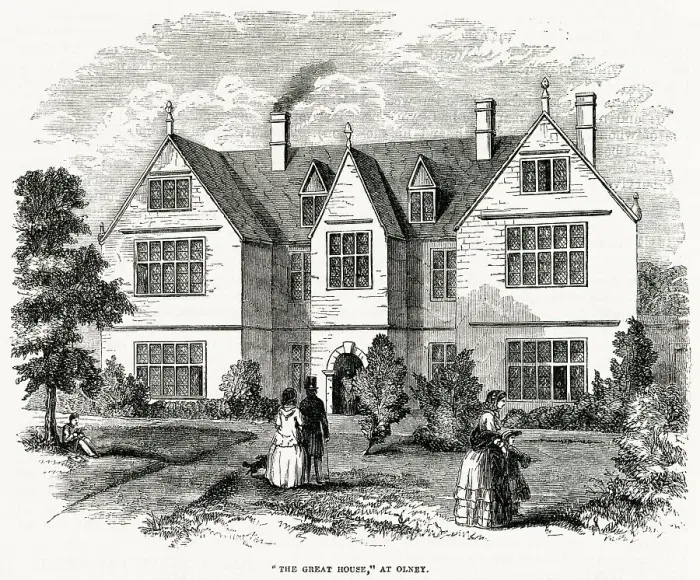 Framed Print : The Great House at Olney, Buckinghamshire, erected about 1650 : among those associated with it are the poet Cowper Date: 1857 Framed Print : The Great House at Olney, Buckinghamshire, erected about 1650 : among those associated with it are the poet Cowper Date: 1857