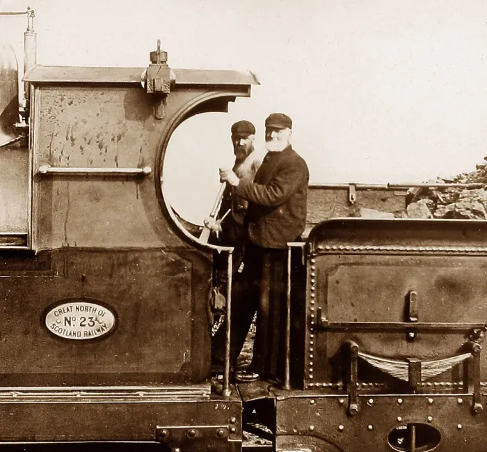 Framed Print : Great North of Scotland Railway driver and fireman Framed Print : Great North of Scotland Railway driver and fireman