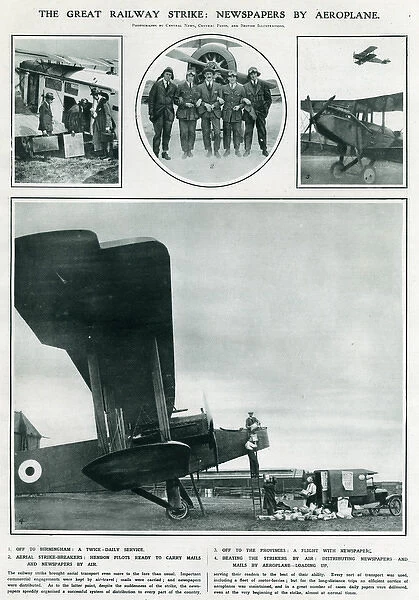 Great railway strike, newspapers by aeroplane 1919