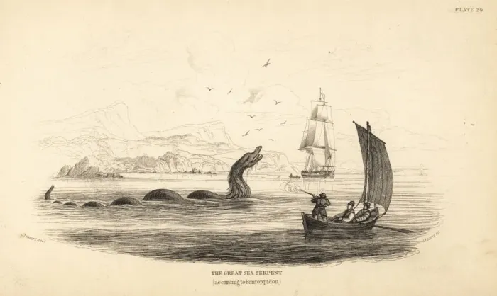 Framed Print : Great sea serpent shot at by the crew of Lawrence Framed Print : Great sea serpent shot at by the crew of Lawrence