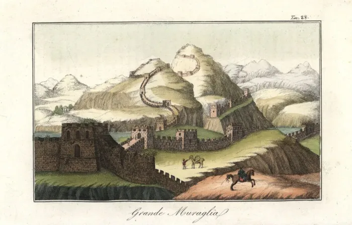Framed Print : The Great Wall of China, 1820s Framed Print : The Great Wall of China, 1820s
