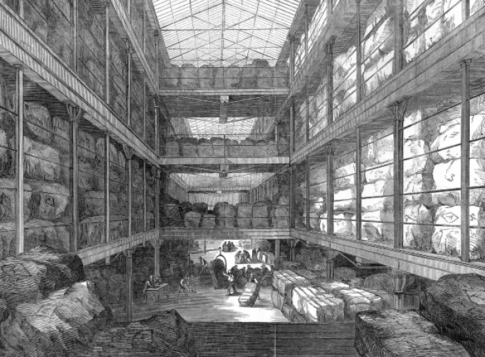 Framed Print : The Great Wool-floor at the London Docks Framed Print : The Great Wool-floor at the London Docks