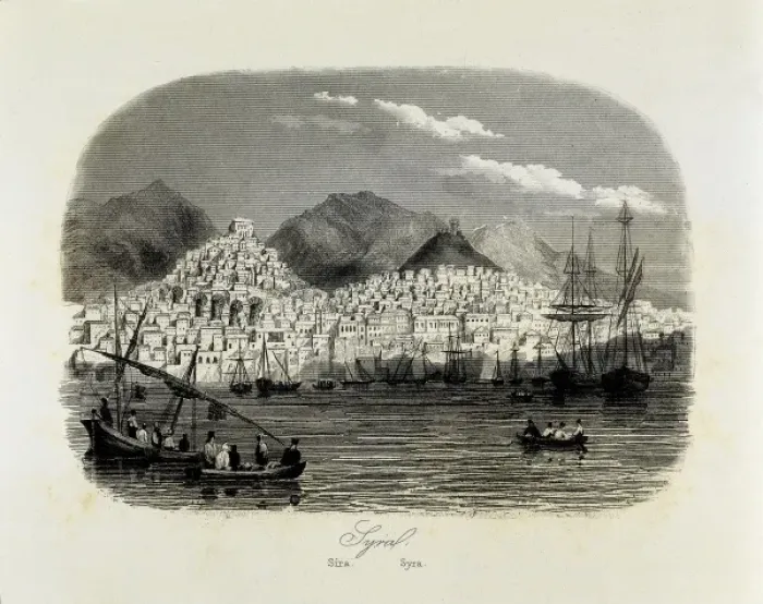 Framed Print : Greece (1863). Island of Syros. Illustration Framed Print : Greece (1863). Island of Syros. Illustration