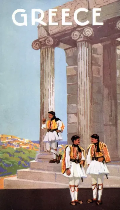 Framed Print : Greece. Thomas Cook Brochure Cover - Greece. Date: 1937 Framed Print : Greece. Thomas Cook Brochure Cover - Greece. Date: 1937