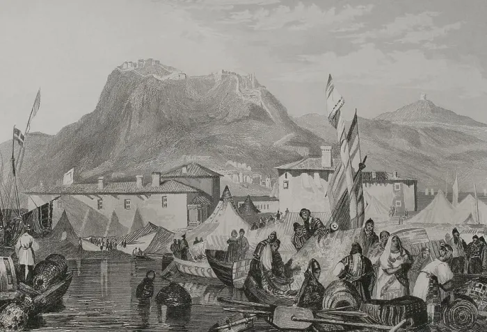 Framed Print : Greece. Corinth, Port of Kenkries. Engraving by Aubert Framed Print : Greece. Corinth, Port of Kenkries. Engraving by Aubert