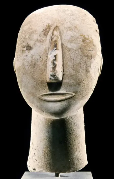 Framed Print : Greece. Cycladic civilization. 3rd millenium BC. Marble head Framed Print : Greece. Cycladic civilization. 3rd millenium BC. Marble head