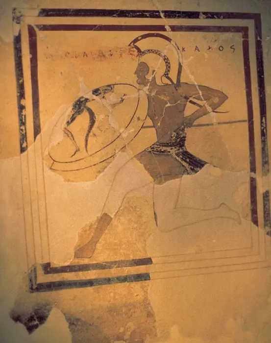 Framed Print : Greek art. Classical era. Hoplita. Fresco. 520-510 BC. Acrop Framed Print : Greek art. Classical era. Hoplita. Fresco. 520-510 BC. Acrop