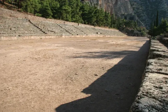 Framed Print : Greek Art. Delphi. View of Stadium, used for the Pythian Gam Framed Print : Greek Art. Delphi. View of Stadium, used for the Pythian Gam