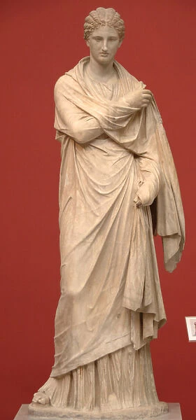 Greek Art. Greece. Funerary statue of a woman carved in marb