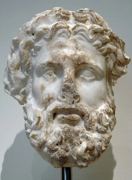 Greek Art. Hellenistic. Marble head of a god, probably Zeus
