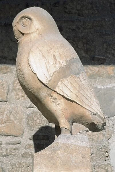 Greek art. Statue of owl. Symbol city of Athens. Acropolis M