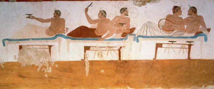 Framed Print : Greek art. Tomb of the Diver. 5th century BC. Symposium, nor Framed Print : Greek art. Tomb of the Diver. 5th century BC. Symposium, nor
