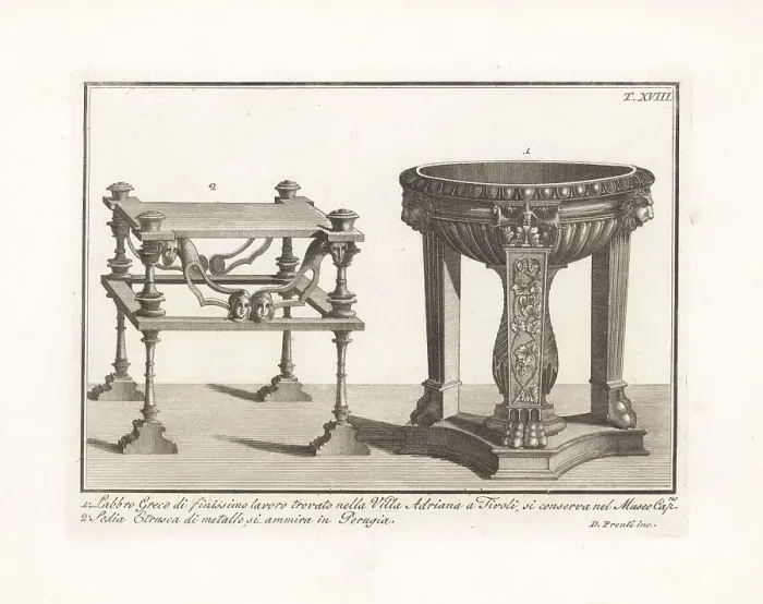 Framed Print : Greek bath tub and Etruscan chair Framed Print : Greek bath tub and Etruscan chair