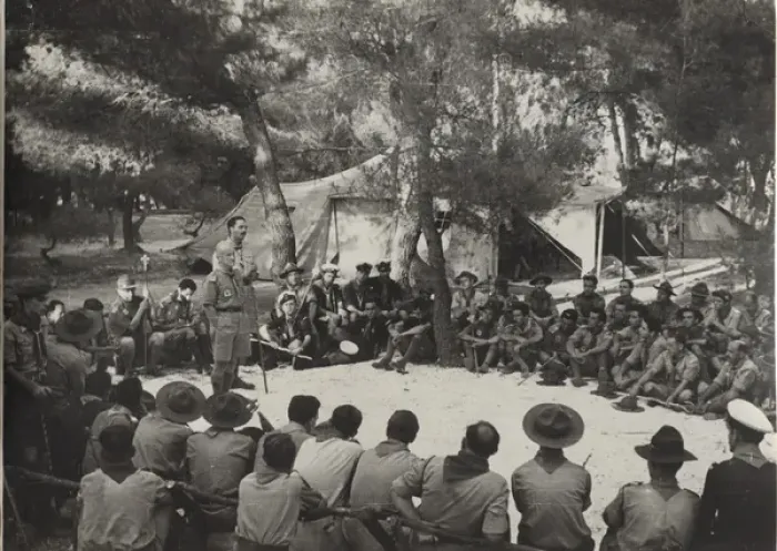 Framed Print : Greek boy scouts and leaders at camp Framed Print : Greek boy scouts and leaders at camp
