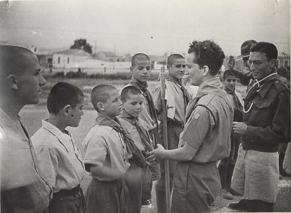Greek boy scouts and leaders on outdoor activity