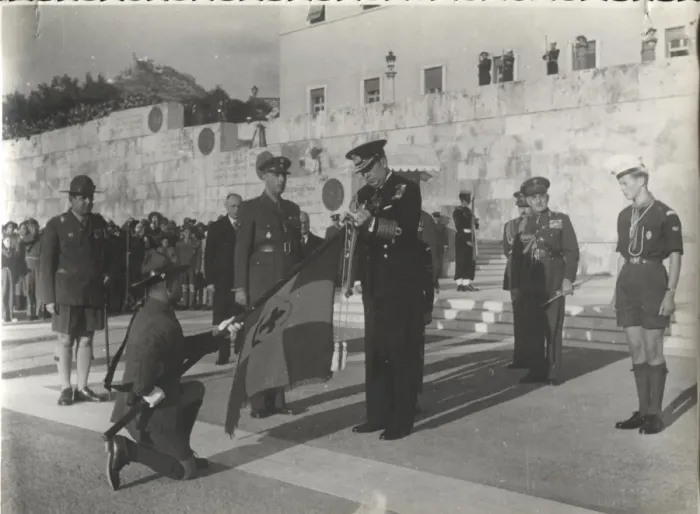Framed Print : Greek boy scouts and leaders in outdoor ceremony Framed Print : Greek boy scouts and leaders in outdoor ceremony