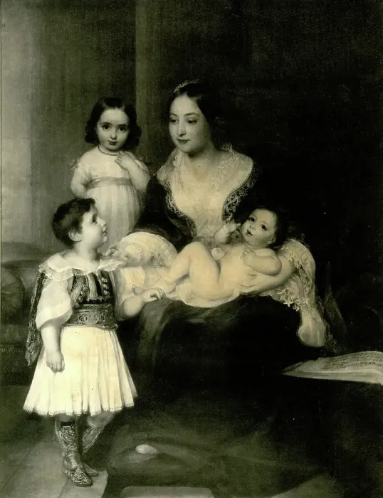Framed Print : Greek family, mother and her children Framed Print : Greek family, mother and her children