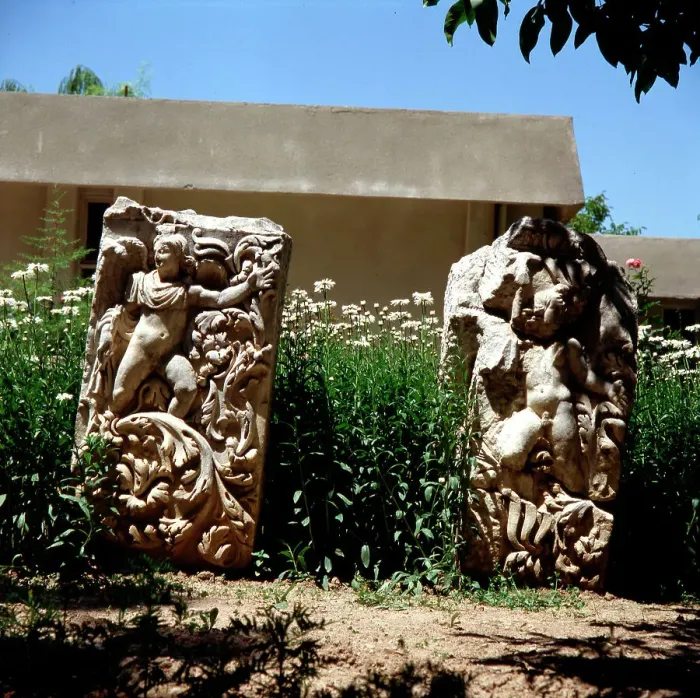 Framed Print : Greek frieze panels on exhibit at Aphrodisias